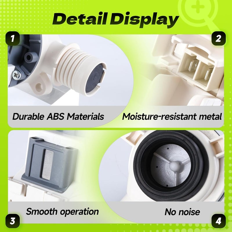 GREALTH W11399437 W11259498 Washer Drain Pump Assembly Compatible with Whirlpool Maytag Kenmore Crosley, B25-3A04 Washing Machine Drain Pump Replace W11259498 4961028 AP6974144 PS12731241 EAP12731241 - Image 5